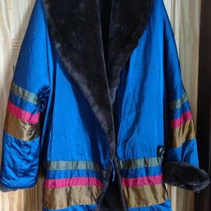 Boho fall-winter faux fur coat jacket